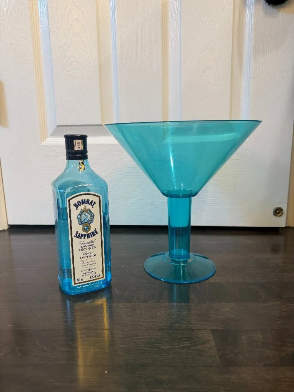 GIANT Turquoise Clear Plastic Martini Glass